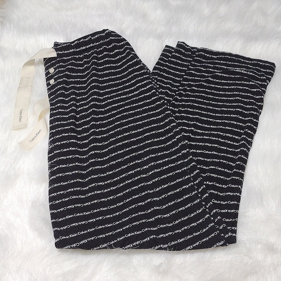 Calvin Klein Other - Calvin Klein Sleepwear Cotton Drawstring Logo Black White Pajama Pants Medium